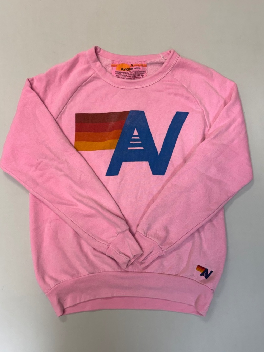 Aviator Nation Pink Rainbow Sweatshirt Jogger Set Womens S Made in USA